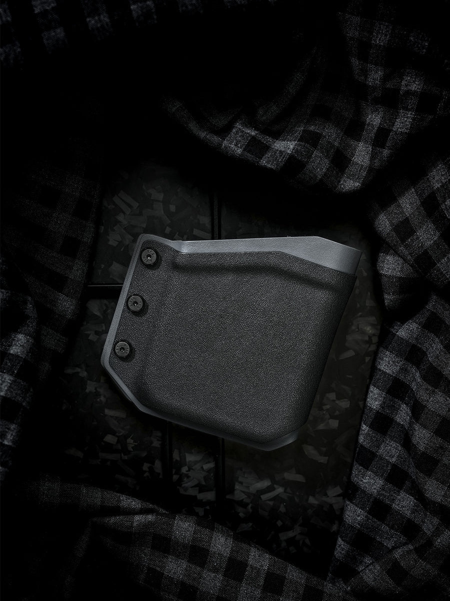 Front view of the Black-Grey phone case for iPhone 17 Pro and iPhone 17 Pro Max, featuring a minimalist black molded front panel with grey edging.