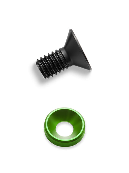 Knife sheath fastener hardware set with M4 screws and countersunk washers for secure attachment.