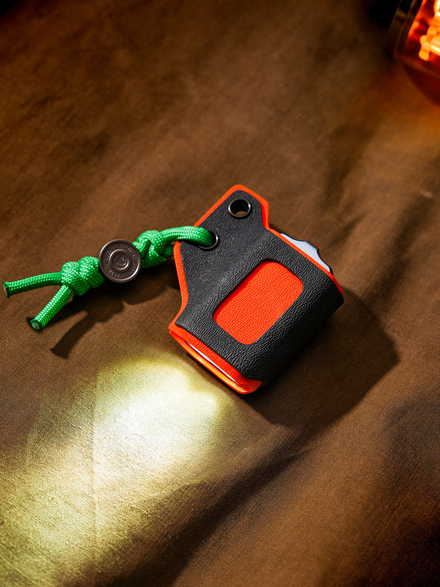 TACTICALGEEK Black and Orange Kydex Sheath for Fenix E03R V2.0 with Lanyard