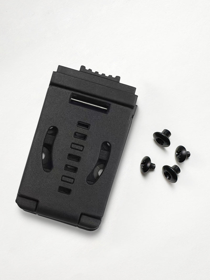 TACTICALGEEK TG G7 EDC Knife Clip Holster belt buckle with included screws and mounting accessories.