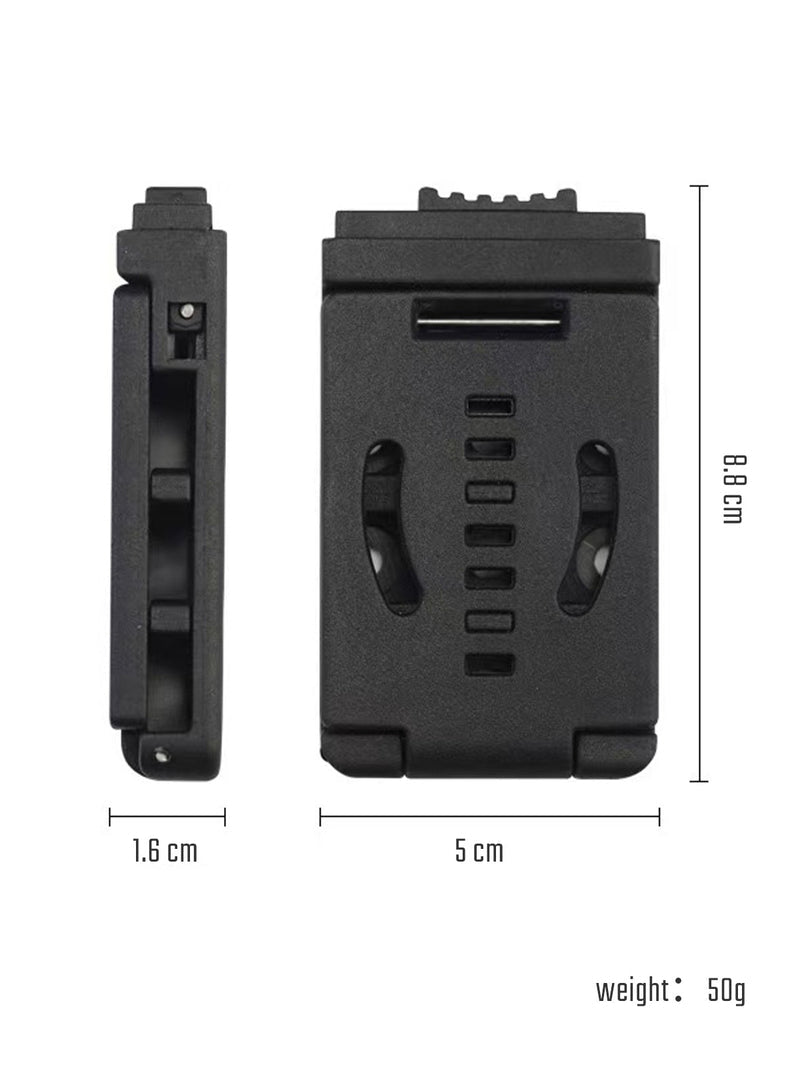 TACTICALGEEK TG G7 EDC Knife Clip Holster belt buckle specifications showing dimensions, weight, and mounting structure.
