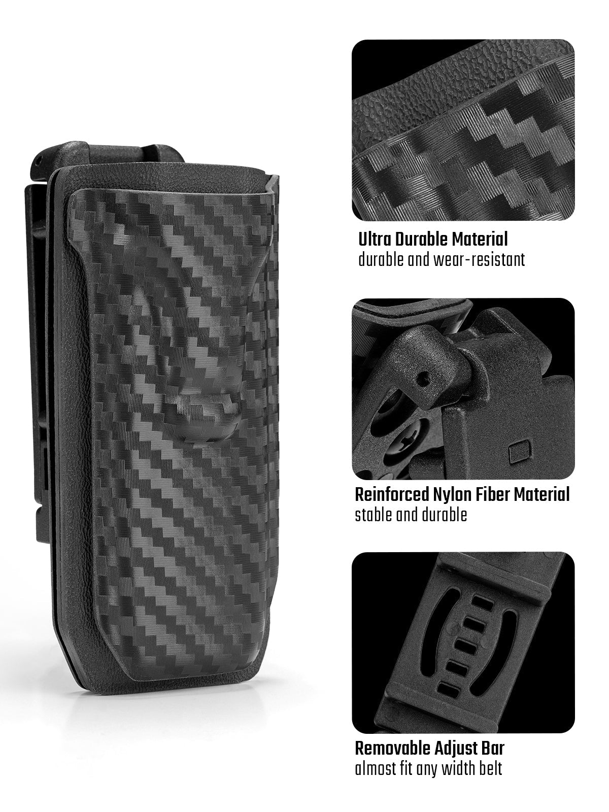 Rear view of TG TX5 KYDEX EDC holster with adjustable mounting system