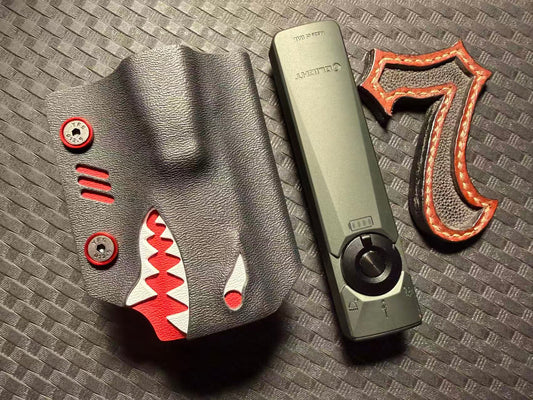 TACTICALGEEK Black and Red Shark Kydex Flashlight Sheath for Olight Arkfeld Ultra