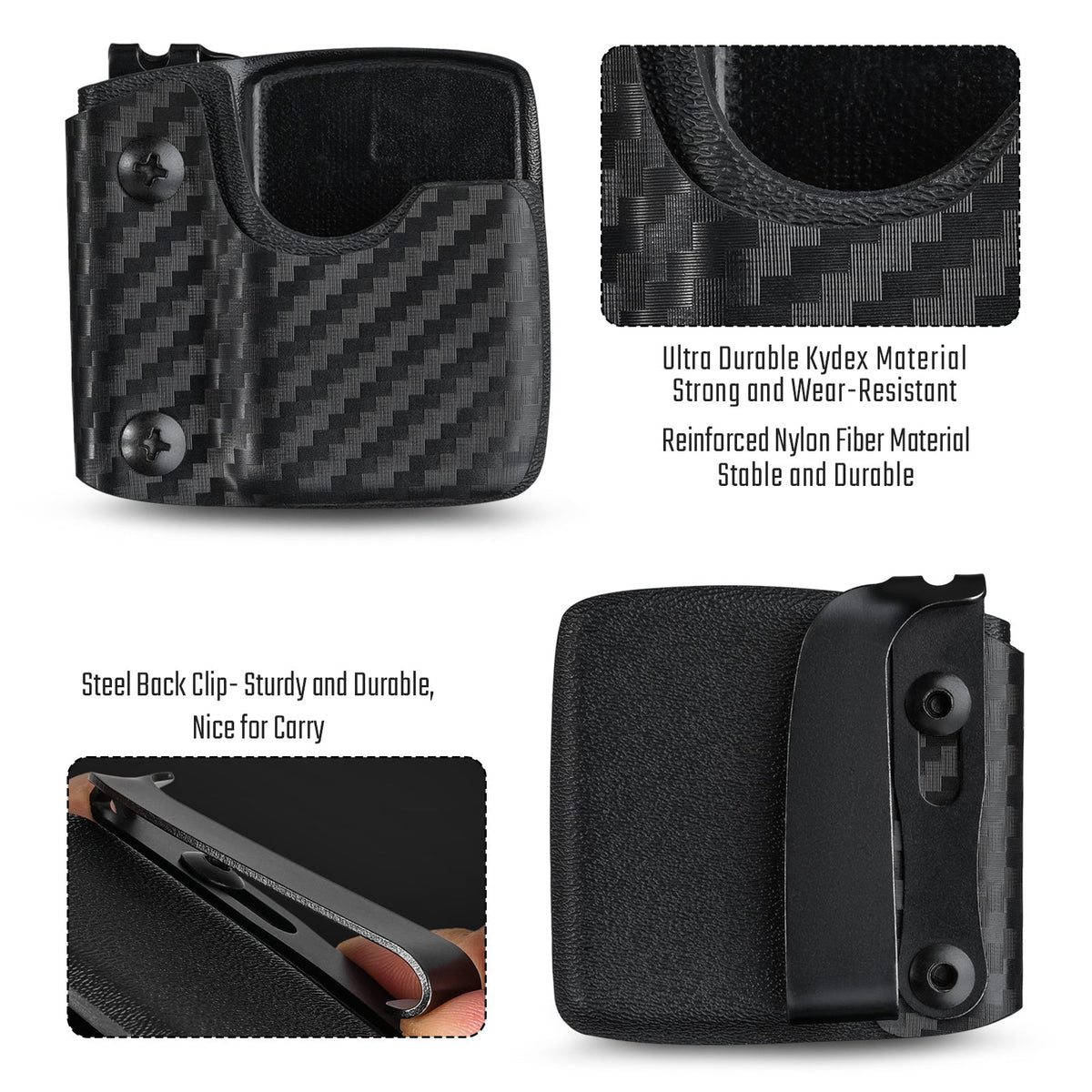 TACTICALGEEK Carbon Fiber Pattern Kydex Zippo Lighter Sheath with Steel Belt Clip