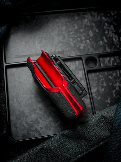TACTICALGEEK Black and Red Kydex EDC Sheath – Interior and Quick Release Clip Design