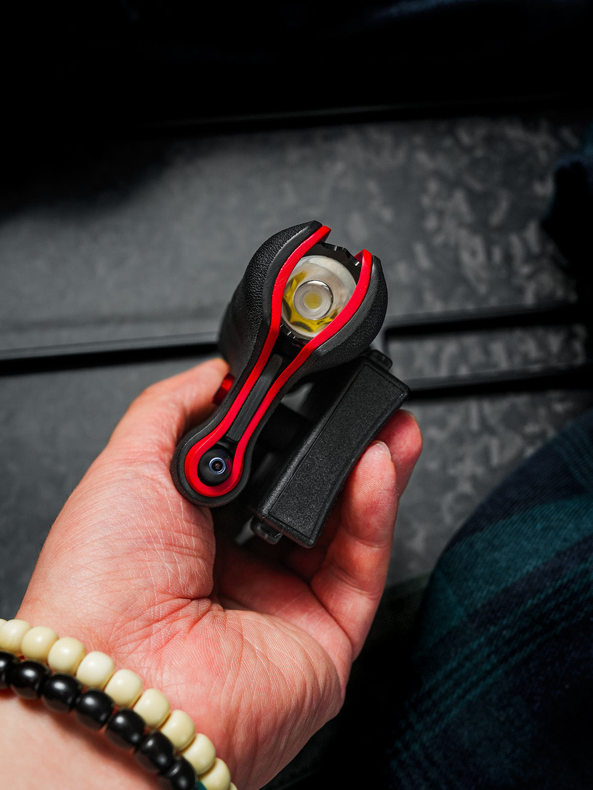 TACTICALGEEK Black and Red Kydex EDC Sheath – Top Retention Detail