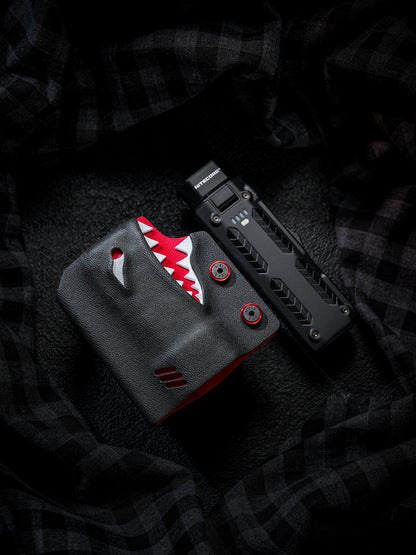TACTICALGEEK Black and Red Shark Kydex EDC Sheath – Front View