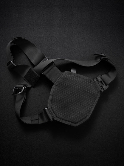 TACTICALGEEK Chest-Front Phone Sheath Harness – Rear View with Breathable Mesh Pad