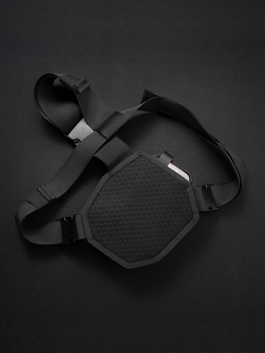 TACTICALGEEK Chest-Front Phone Sheath Harness – Padded Breathable Mesh Back Panel