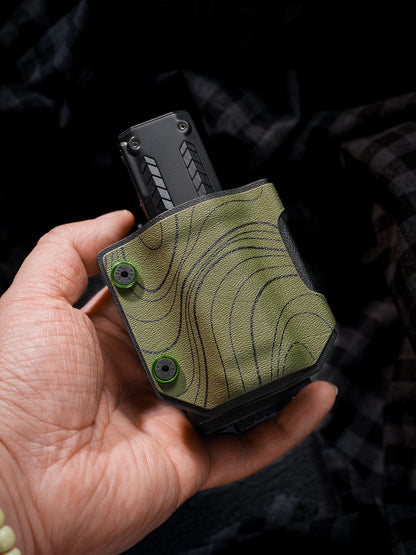 TACTICALGEEK Olive Green Kydex EDC Sheath – Handheld Front View