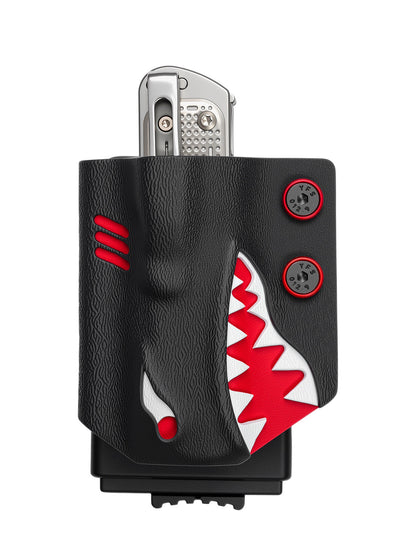 TACTICALGEEK Black and Red Shark Kydex Multi-Tool Sheath – Front View