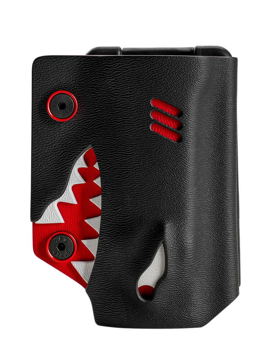 TACTICALGEEK TX8 Black and Red Shark Kydex Sheath for Nitecore EDC25 – Front Detail
